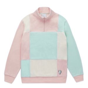 Teddy Fresh Pastel Pink and Seafoam Green Size Large Fleece Quarter Zip